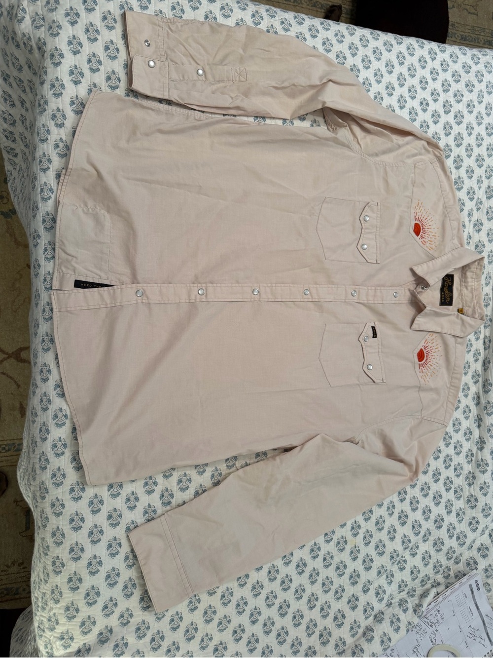 Howler Brothers Light Beige Sun-Embroidery, Pearl Snaps